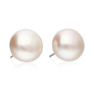 Broqueles Bot&oacute;n de Perla Rosa 12mm