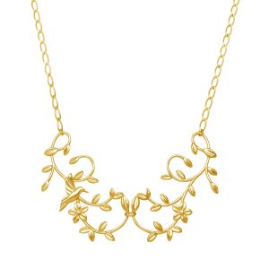 Collar Hojas Colibr&iacute; en Plata con Ba&ntilde;o de Oro