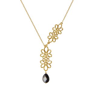 Collar Lariat Serenata con Piedra en Plata con Ba&ntilde;o de Oro