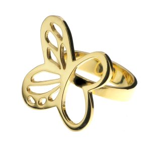 Anillo Monarca Ajustable Grande en Plata con Ba&ntilde;o de Oro