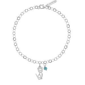 Pulsera Origami Gato con Apatita en Plata